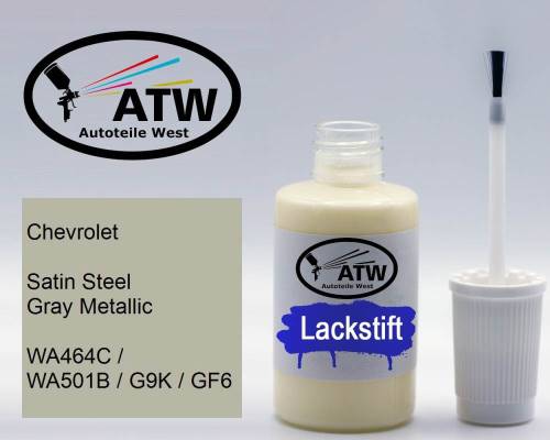 Chevrolet, Satin Steel Gray Metallic, WA464C / WA501B / G9K / GF6: 20ml Lackstift, von ATW Autoteile West.